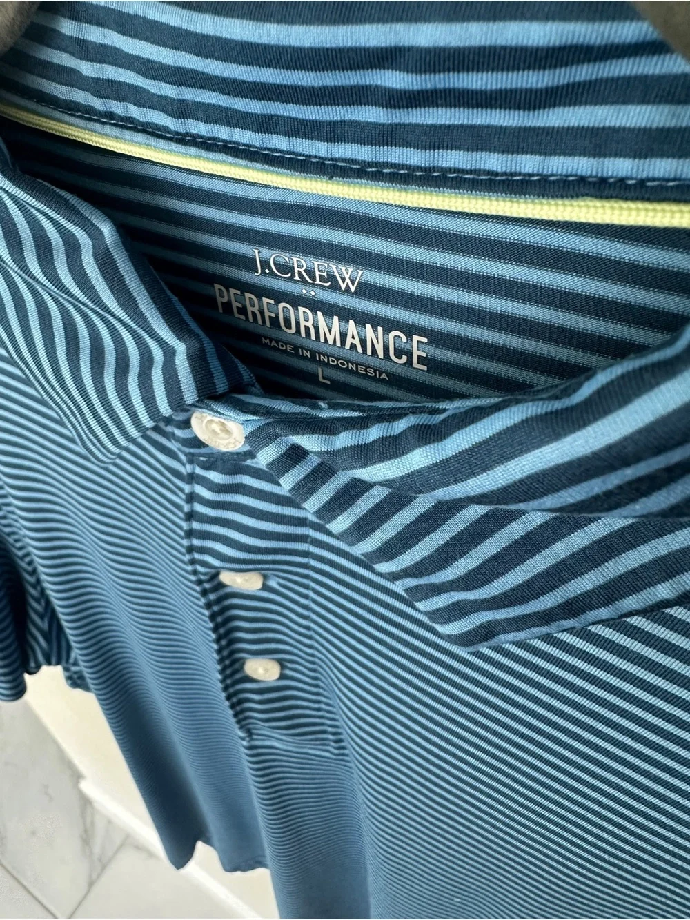 J. Crew Men’s Blue Striped Performance Polo